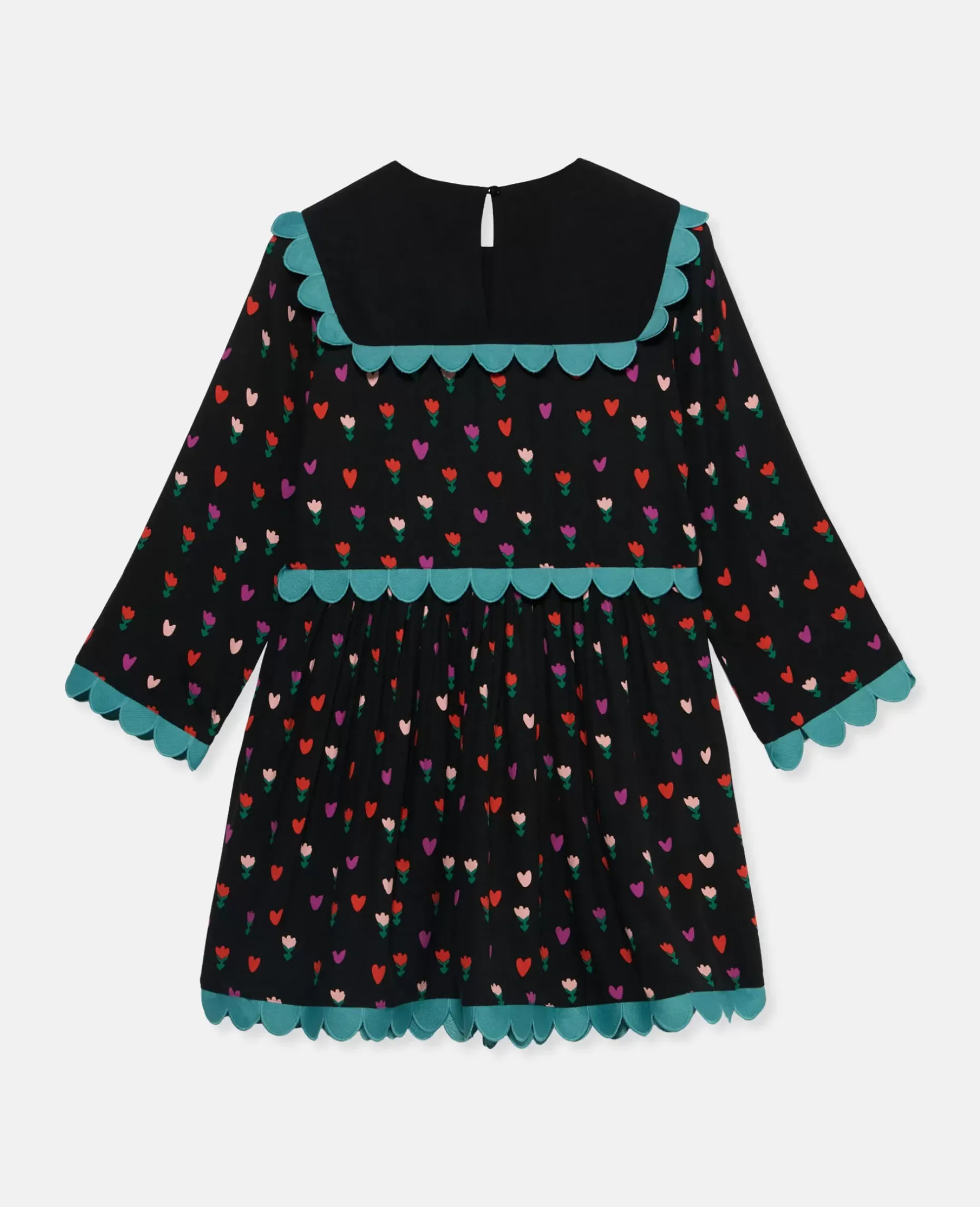 Folk Flower Print Collared Dress