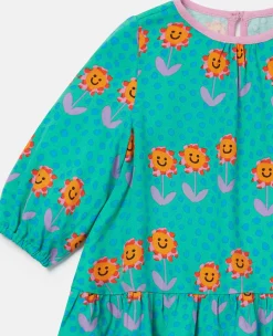 Folk Flower Print Dress And Bloomers Set