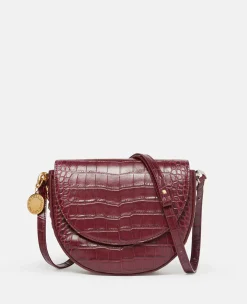 Frayme Croc-Effect Embossed Medium Flap Shoulder Bag