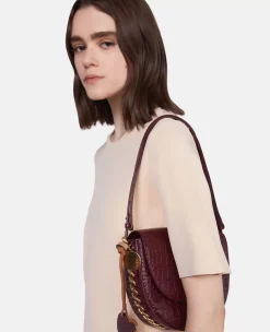 Frayme Croc-Effect Embossed Medium Flap Shoulder Bag