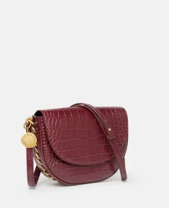 Frayme Croc-Effect Embossed Medium Flap Shoulder Bag