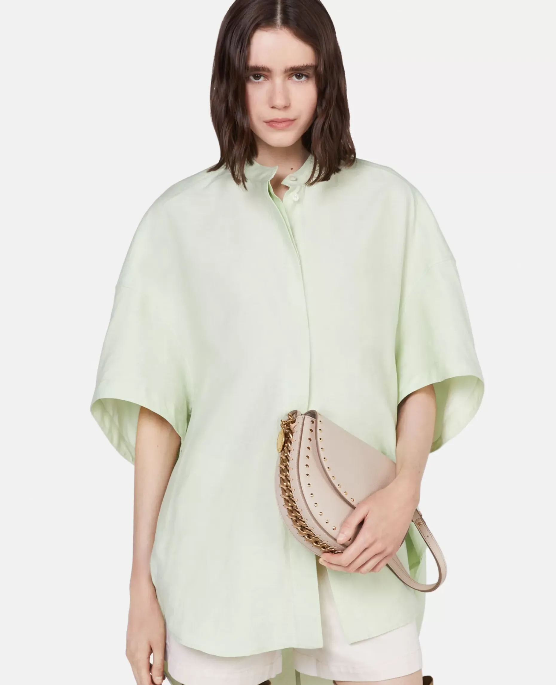 Frayme Studded Grainy Alter Mat Medium Flap Shoulder Bag