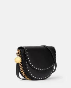 Frayme Studded Grainy Alter Mat Medium Flap Shoulder Bag