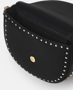 Frayme Studded Grainy Alter Mat Medium Flap Shoulder Bag