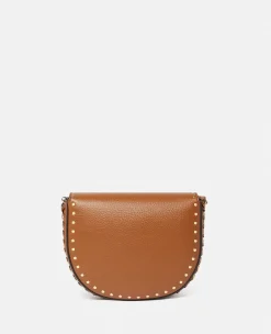 Frayme Studded Grainy Alter Mat Medium Flap Shoulder Bag
