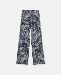 Fungi Forest Print Silk Pyjama Trousers