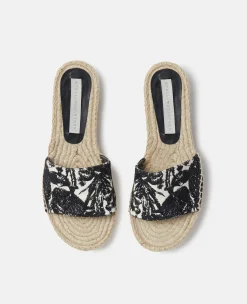 Gaia Moth Embroidery Espadrille Slides