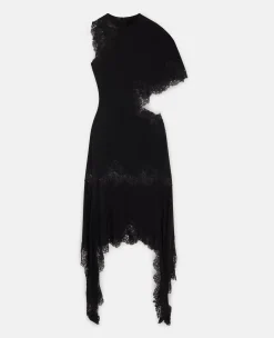 Guipere Lace Silk Georgette Dress