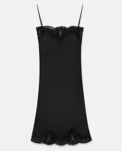 Guipere Lace Trim Double Satin Cocktail Dress