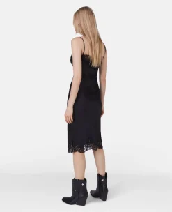 Guipere Lace Trim Double Satin Cocktail Dress