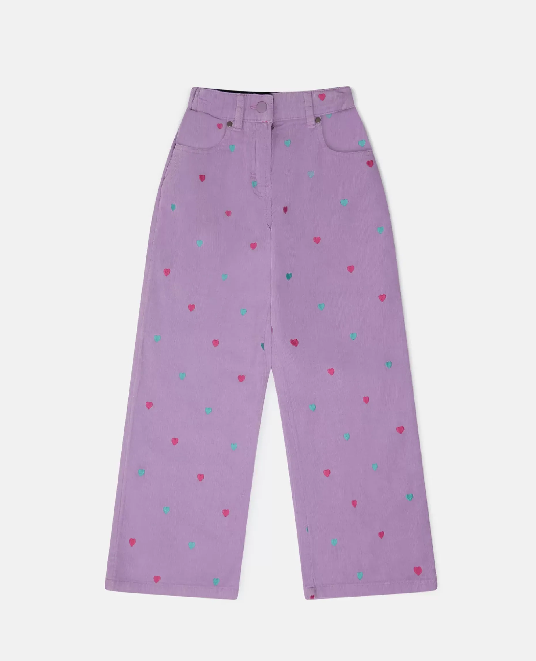 Heart Embroidery Wide Leg Jeans
