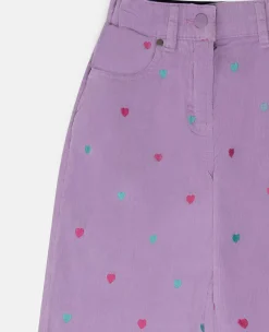 Heart Embroidery Wide Leg Jeans