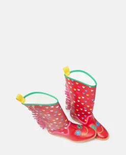 Heart Print Fringed Cowboy Boots