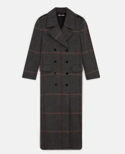 Herringbone Weave Maxi Overcoat