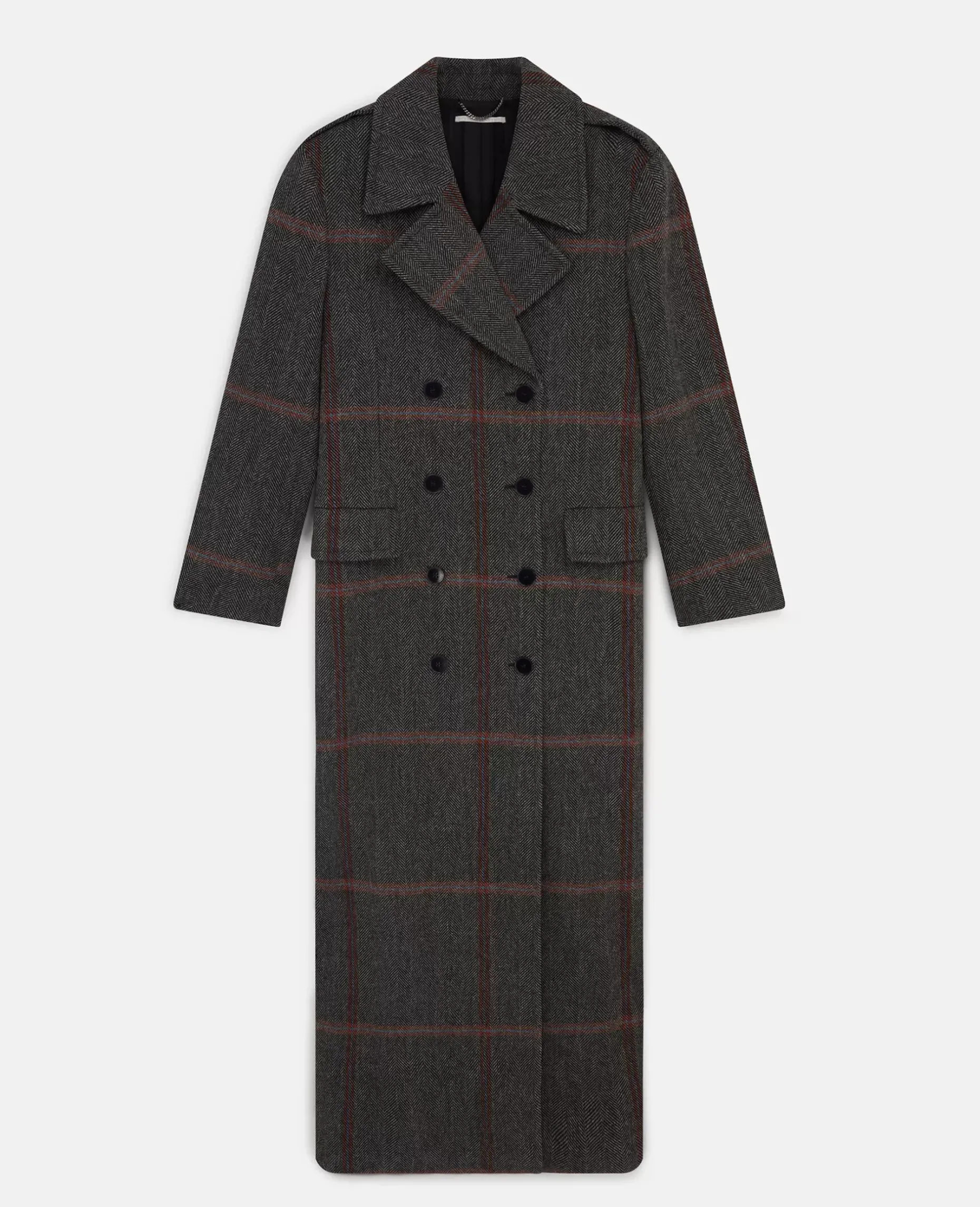 Herringbone Weave Maxi Overcoat