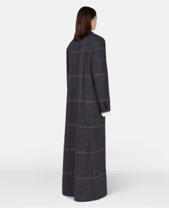 Herringbone Weave Maxi Overcoat