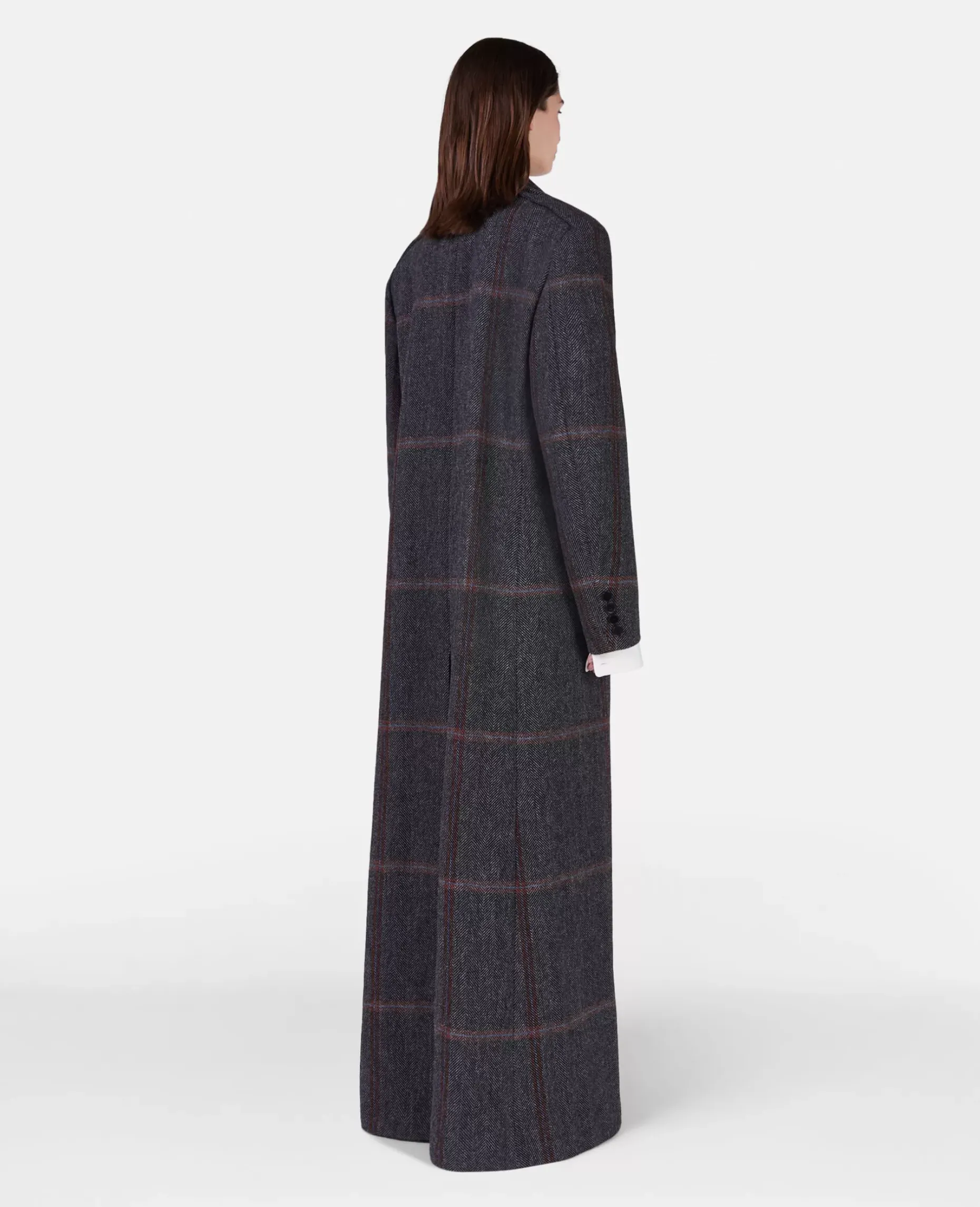 Herringbone Weave Maxi Overcoat