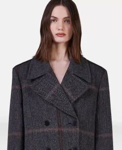 Herringbone Weave Maxi Overcoat