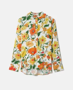 Lady Garden Print Collarless Shirt