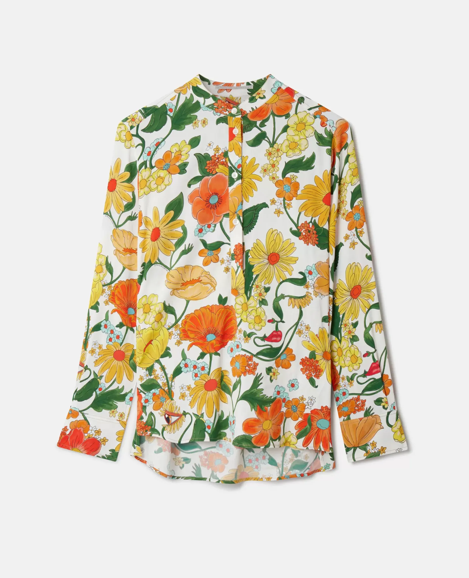 Lady Garden Print Collarless Shirt