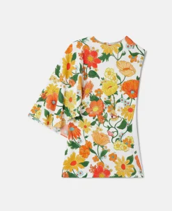 Lady Garden Print One-Sleeve Top