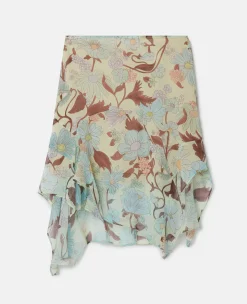 Lady Garden Print Silk Chiffon Skirt
