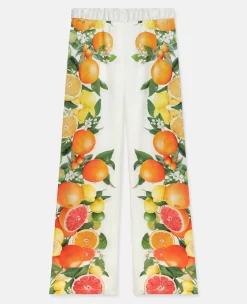Lemon Print Silk Trousers