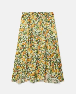Lemon Print Split Hem Skirt