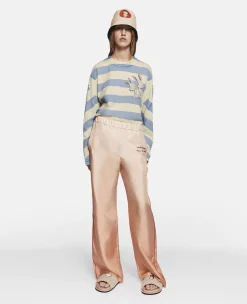 Logo Print Silk Twill Trousers