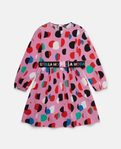 Logo Tape Dot Print Dress