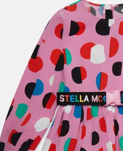 Logo Tape Dot Print Dress