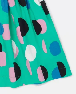 Logo Tape Dot Print Skater Skirt