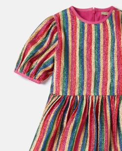Metallic Rainbow Stripe Dress
