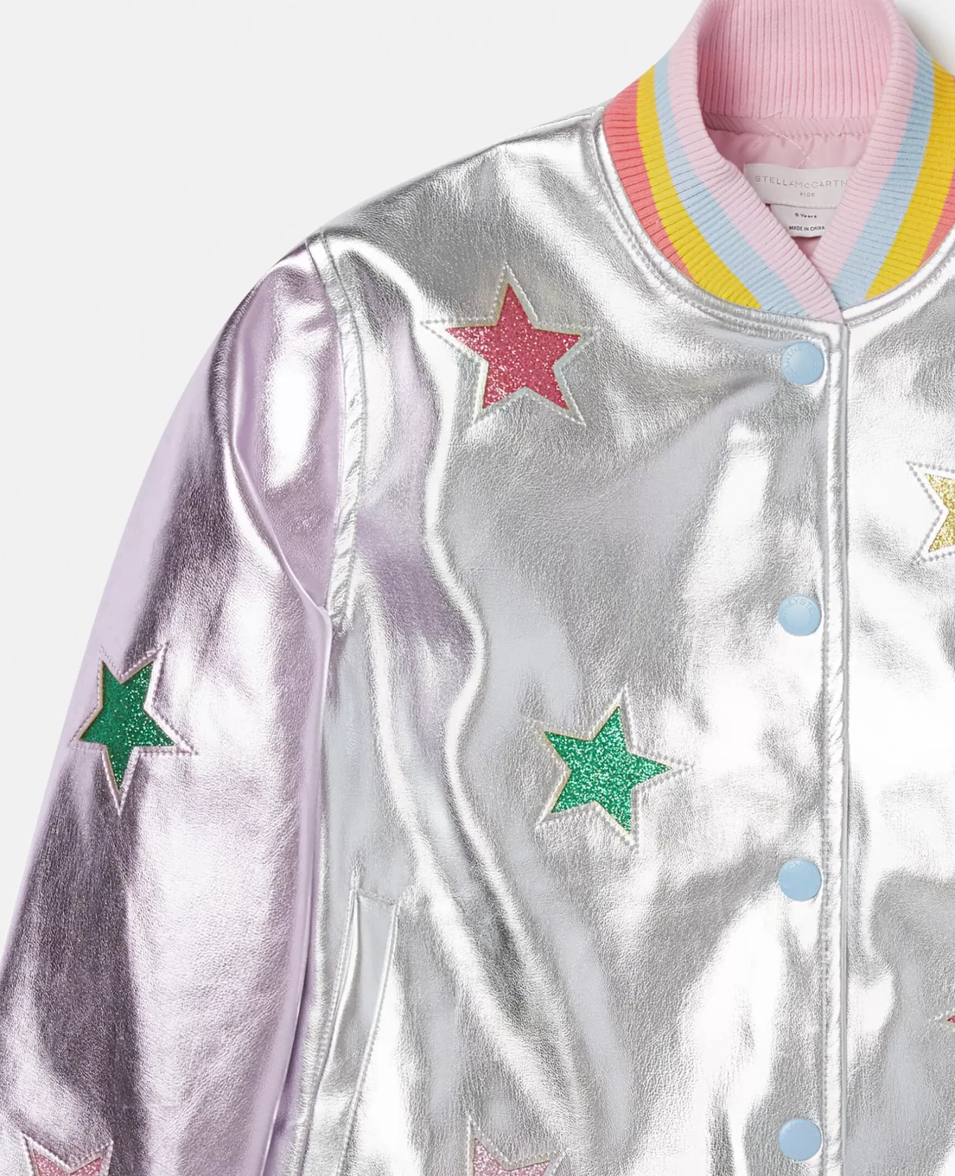 Metallic Star Applique Bomber Jacket