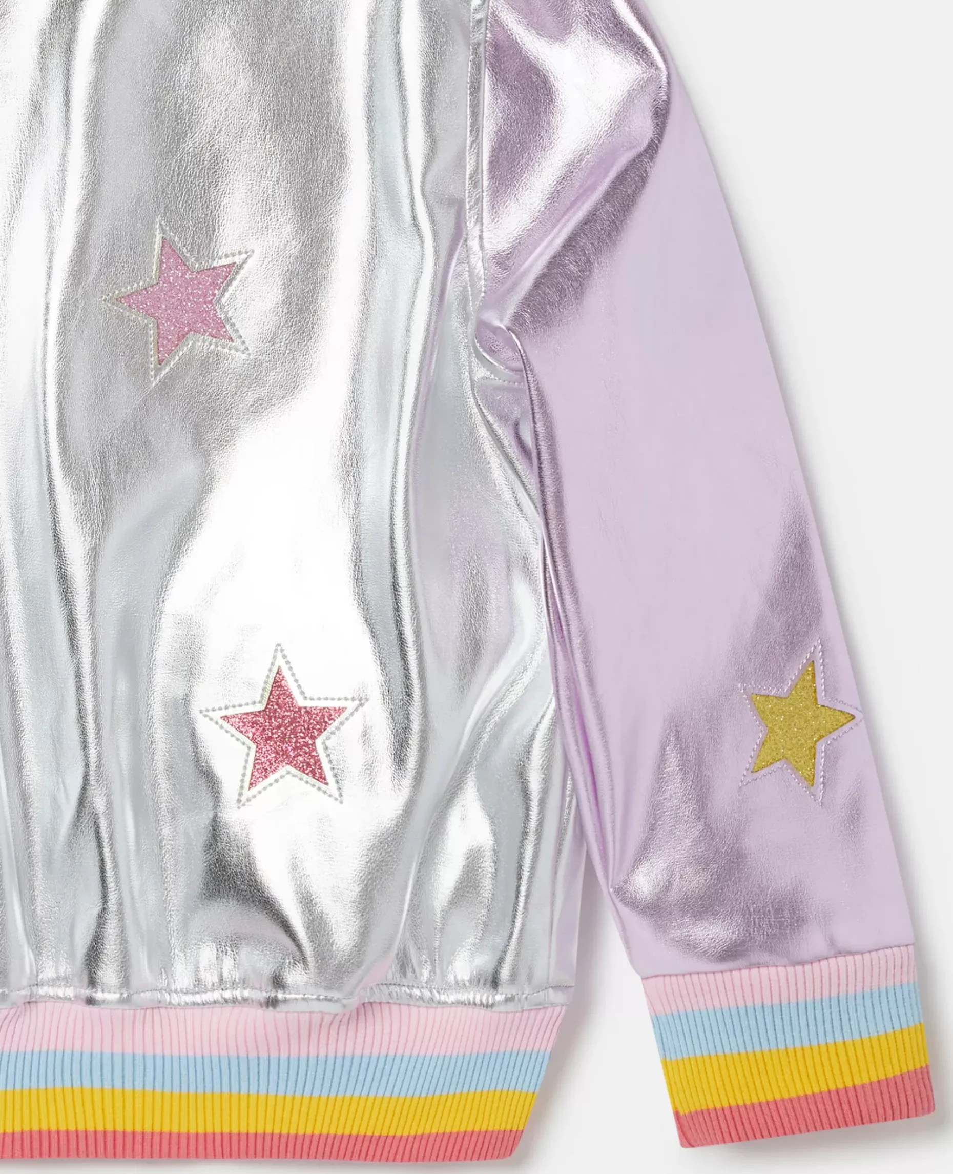 Metallic Star Applique Bomber Jacket