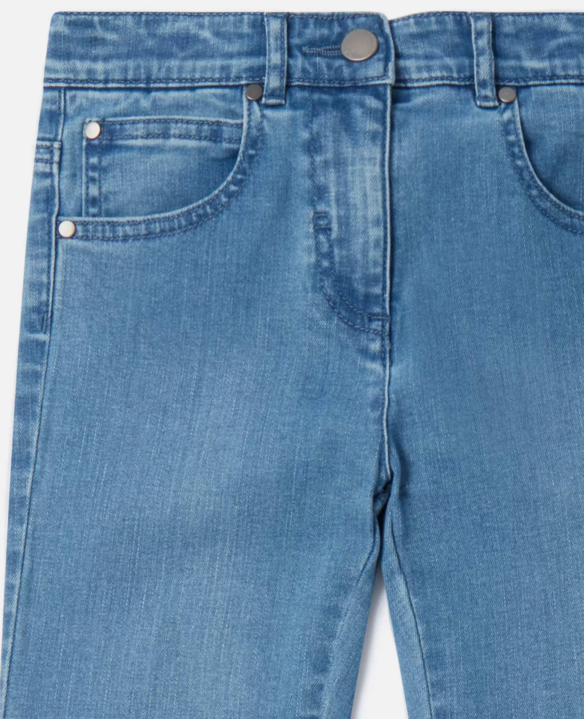Mid Wash Frayed Hem Flared Jeans
