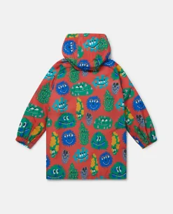 Monster Face Print Hooded Raincoat