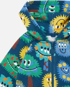 Monster Print Zip Hoodie