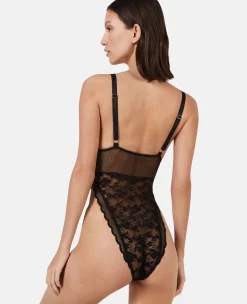 Patchwork Lace High Leg Bodysuit