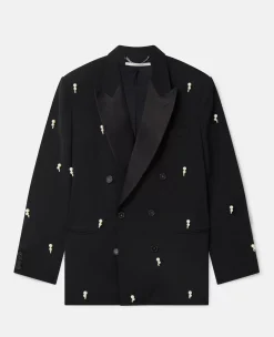 Pearl Embroidery Oversized Double-Breasted Blazer