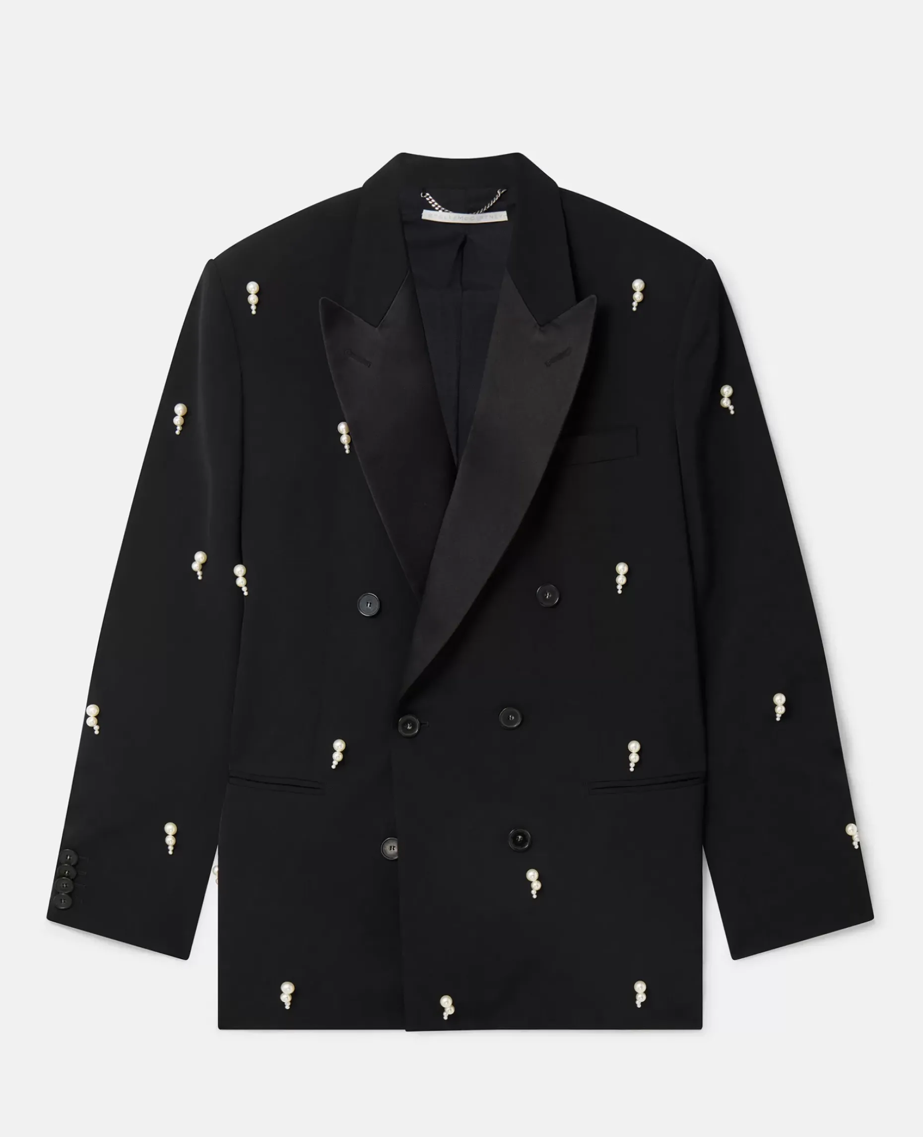Pearl Embroidery Oversized Double-Breasted Blazer