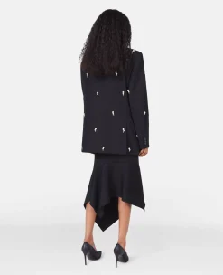 Pearl Embroidery Oversized Double-Breasted Blazer