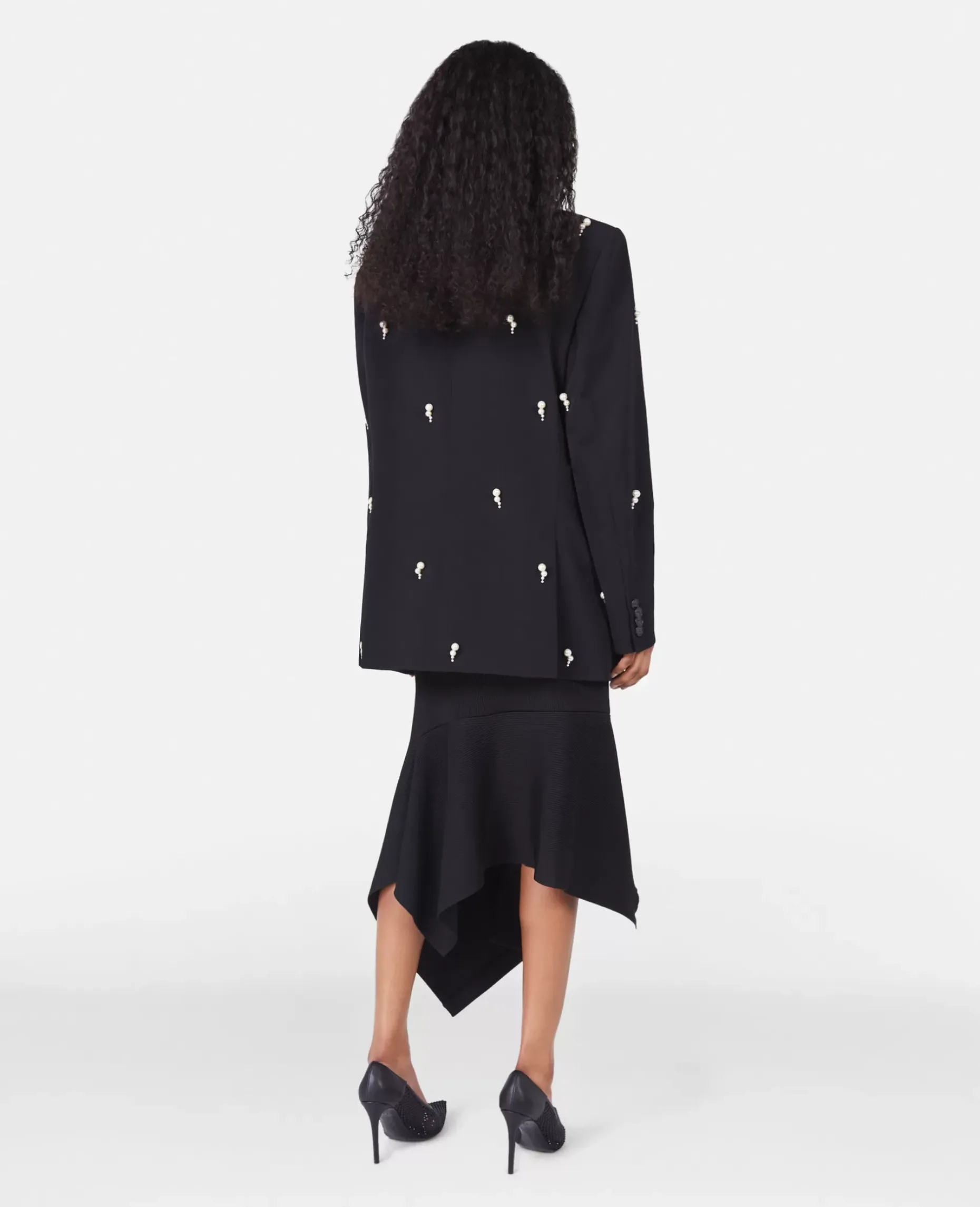 Pearl Embroidery Oversized Double-Breasted Blazer