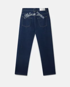 Platinum Dream Embroidered Mid-Rise Straight-Leg Denim Jeans
