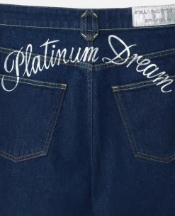 Platinum Dream Embroidered Mid-Rise Straight-Leg Denim Jeans