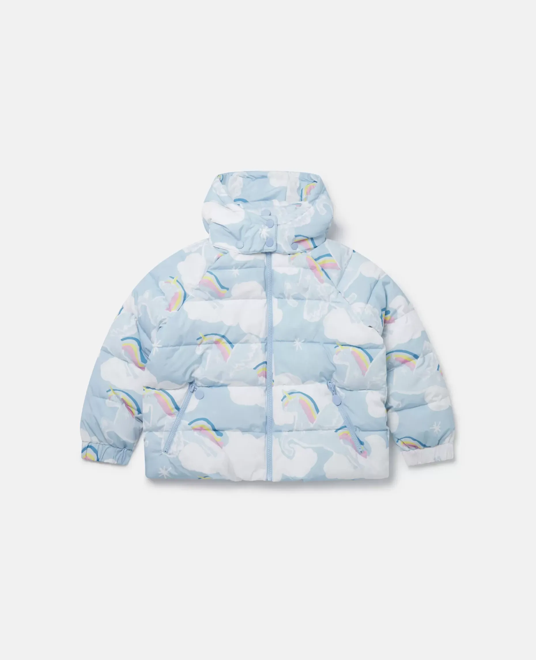 Rainbow Unicorn Cloud Print Puffer Coat