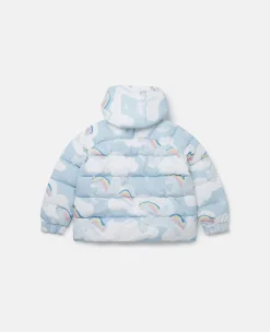 Rainbow Unicorn Cloud Print Puffer Coat