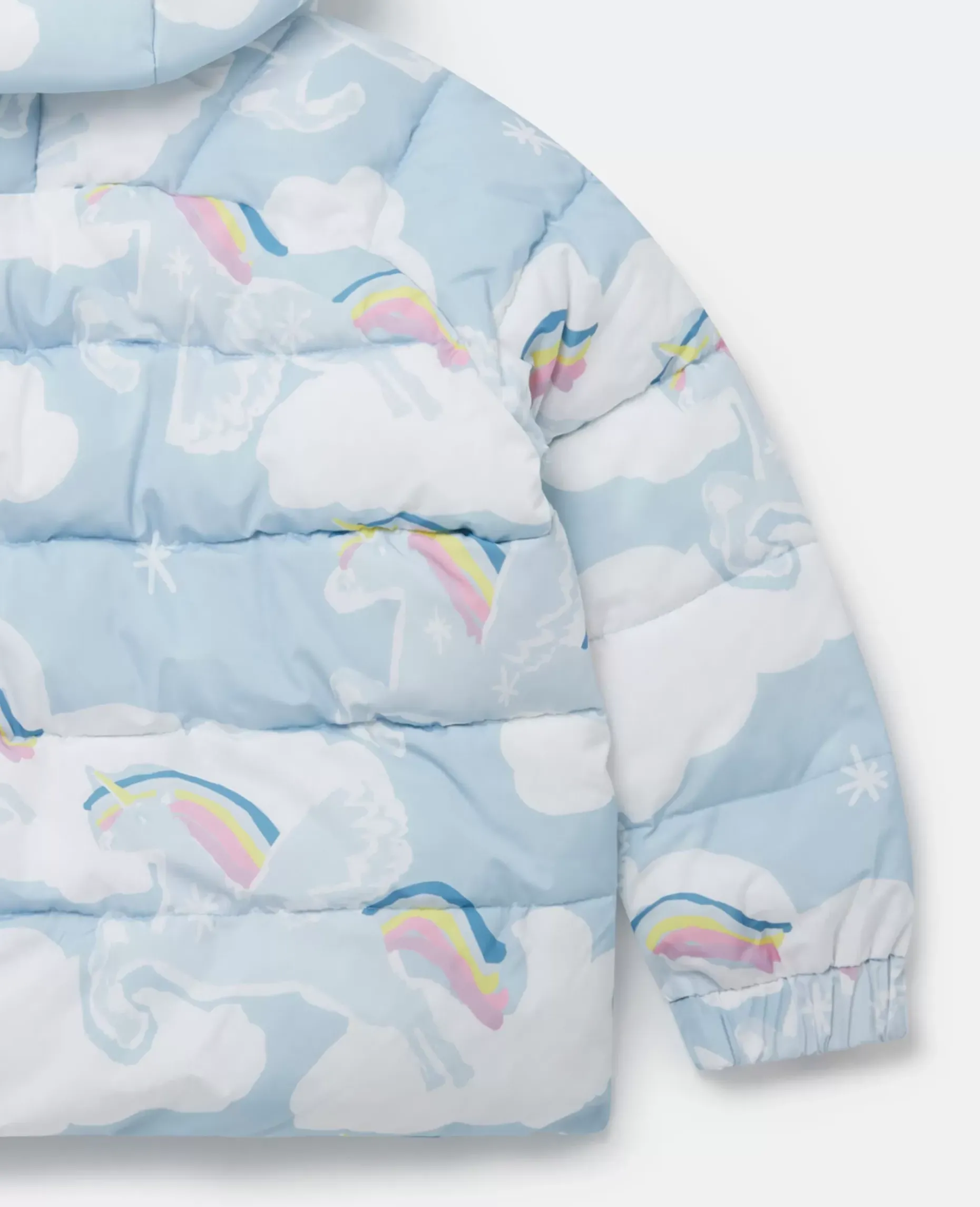 Rainbow Unicorn Cloud Print Puffer Coat