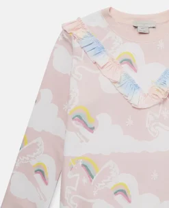 Rainbow Unicorn Cloud Print Sweater Dress