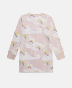 Rainbow Unicorn Cloud Print Sweater Dress